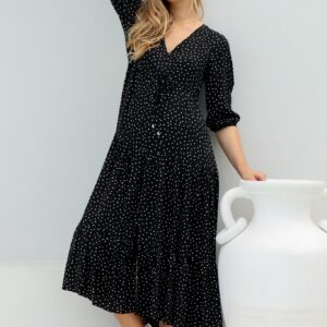 Montania Maxi Dress – Buttoned Bodice Pull in Waist Dress