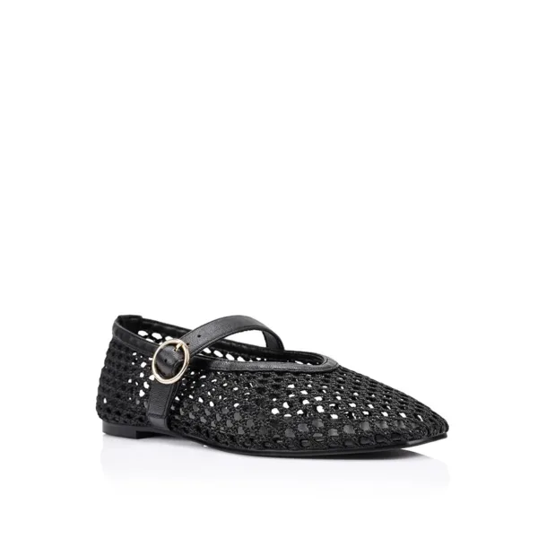 Eunice Woven Ballet Flats - Black