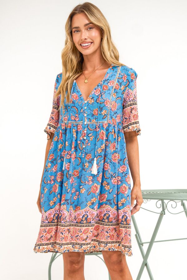 Chia Mini Dress - Babydoll Dress in Tamra Print