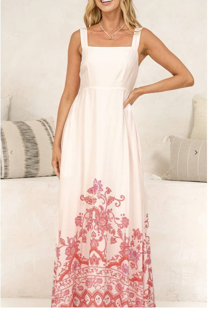 Flavia Maxi Dress in Aniela Print – Oaks Day dress